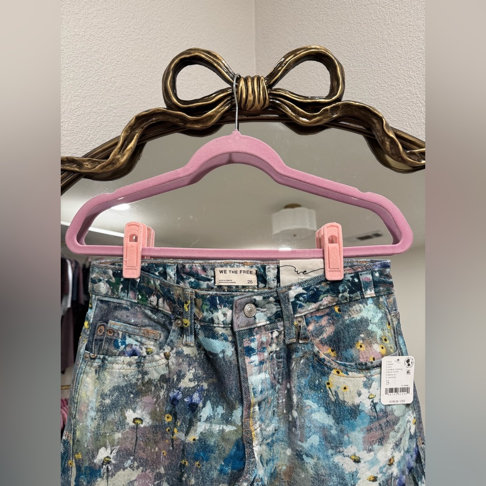 NWT Free People We The Free Tennessee Low-Rise Illusions Jeans floral canvas - Picture 5 of 9